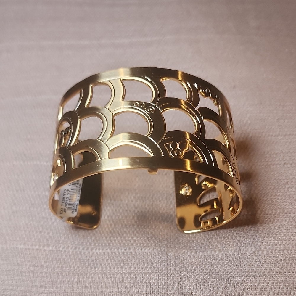 New Brighton Christo Tokyo Wide Cuff Bracelet in Gold-Plated, NWT